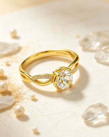 Zirkon-Ring mit gedrehtem Knotendetail
