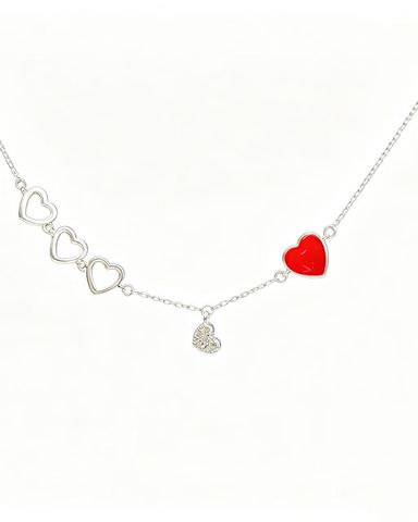 Asymmetrical Staggered Heart Necklace