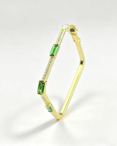 Square Green Zirconia Geometric Earrings