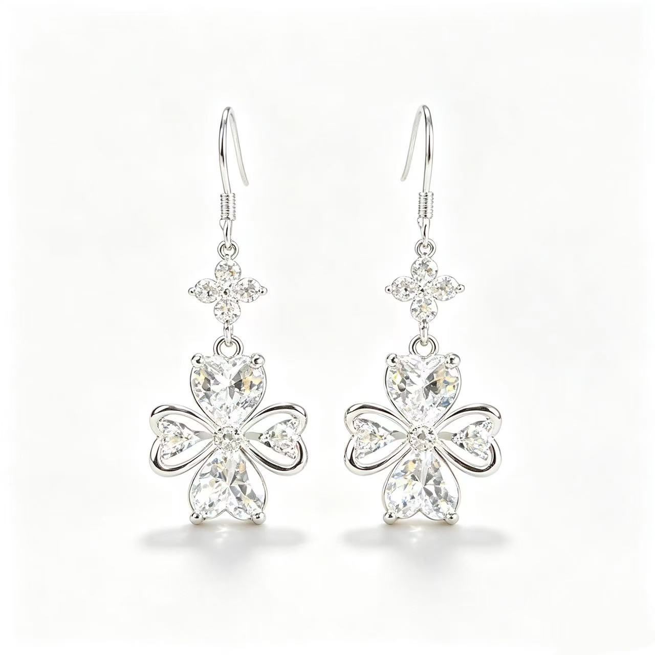 Heart-shaped petal drop earrings