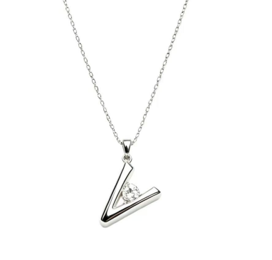 Halskette mit V-förmigem Solitär-Diamantanhänger