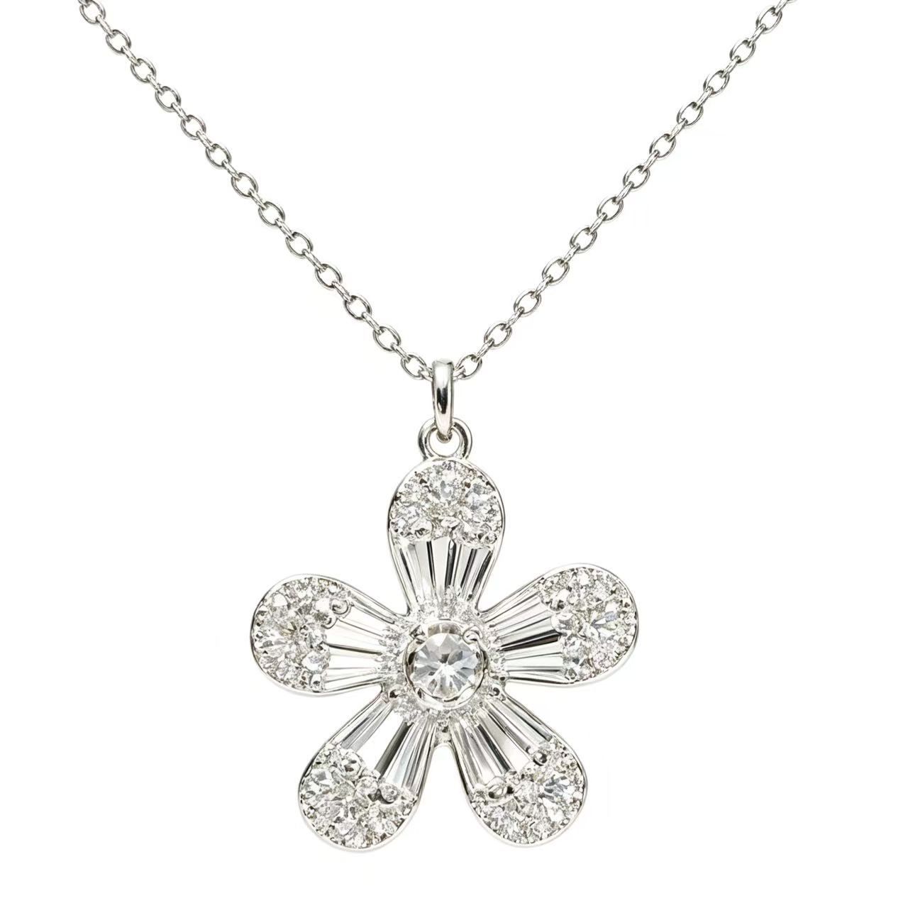 Five-Petal Flower Zircon Necklace