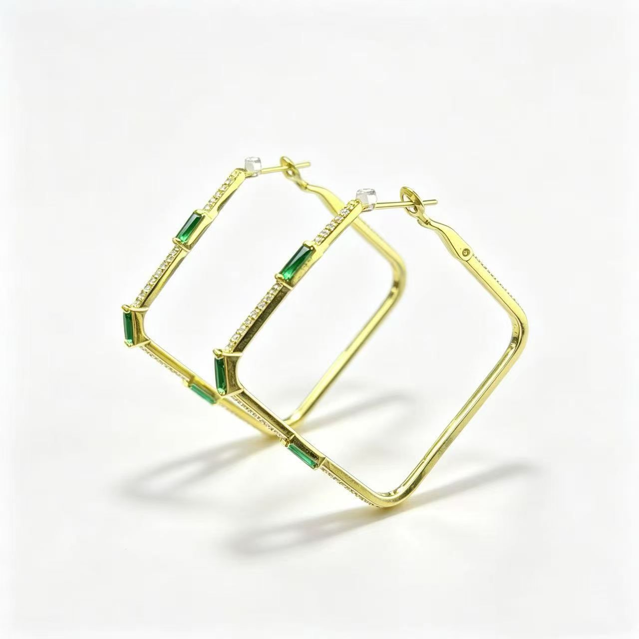 Square Green Zirconia Geometric Earrings