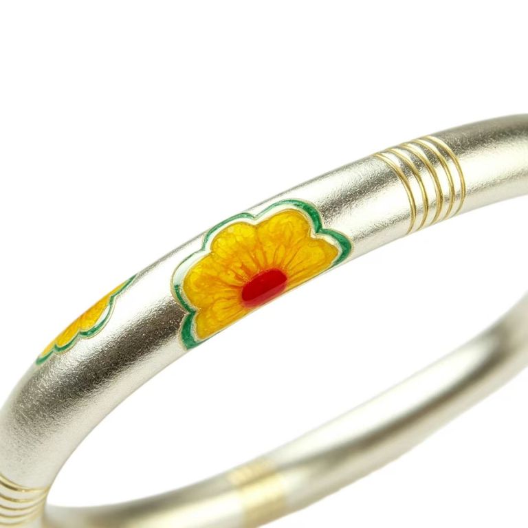 Enamel flower open cuff bracelet 5