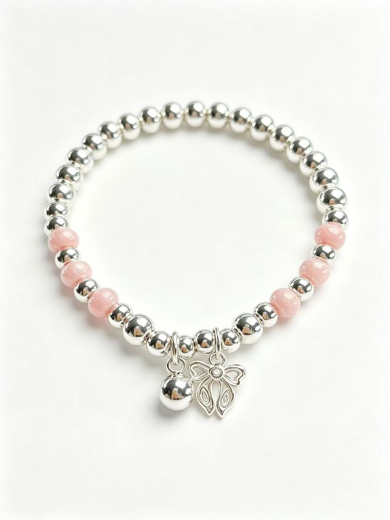 Enamel Butterfly and Silver Bead Bracelet 2