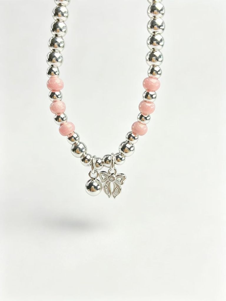 Enamel Butterfly and Silver Bead Bracelet 4