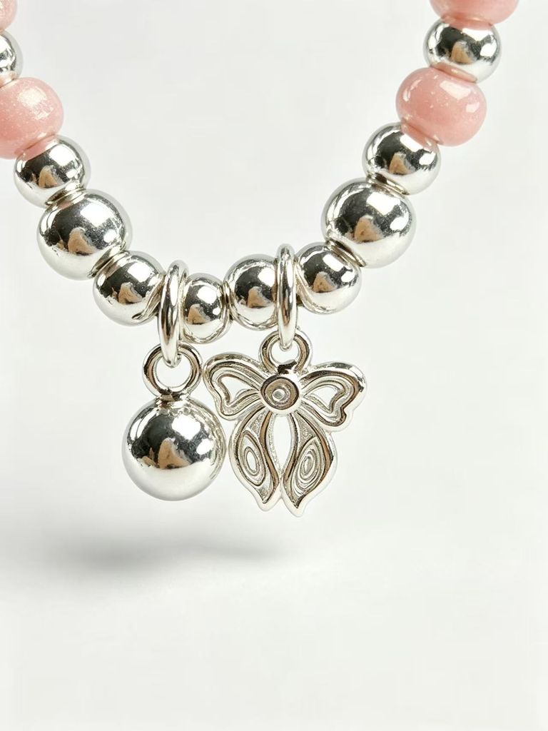 Enamel Butterfly and Silver Bead Bracelet 5