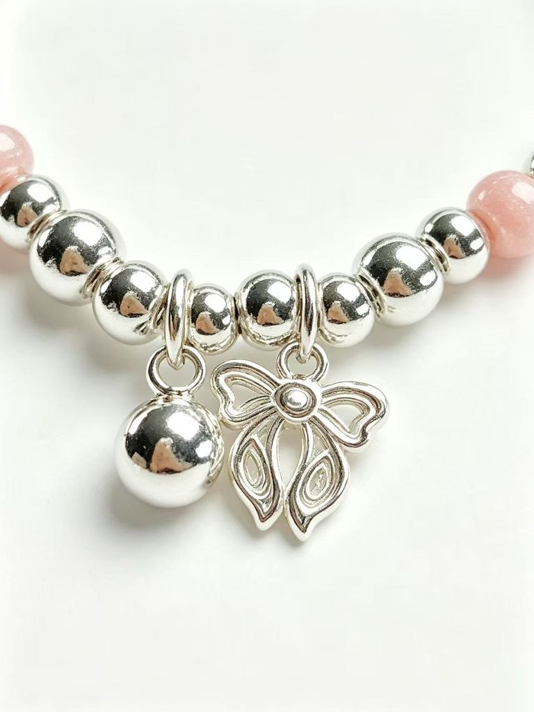 Enamel Butterfly and Silver Bead Bracelet 6