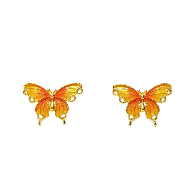 Enamel butterfly stud earrings 2