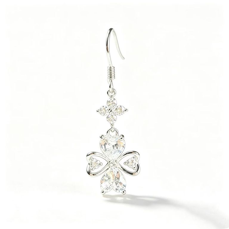 Heart-shaped petal drop earrings 4