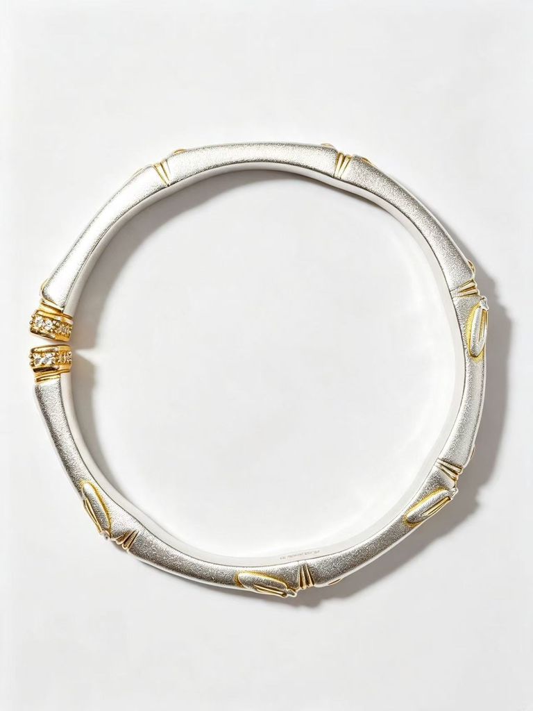 Bracelet ouvert bicolore style bambou 4