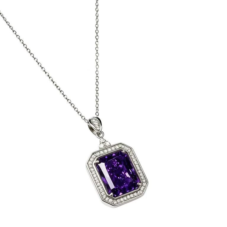 Amethyst and Zircon Pendant Necklace 4