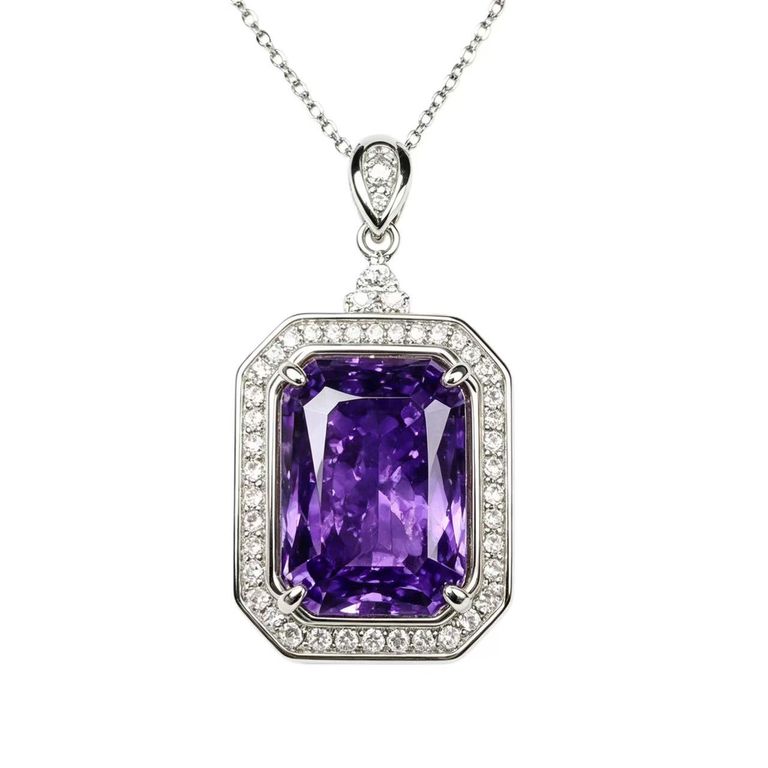 Amethyst and Zircon Pendant Necklace 5