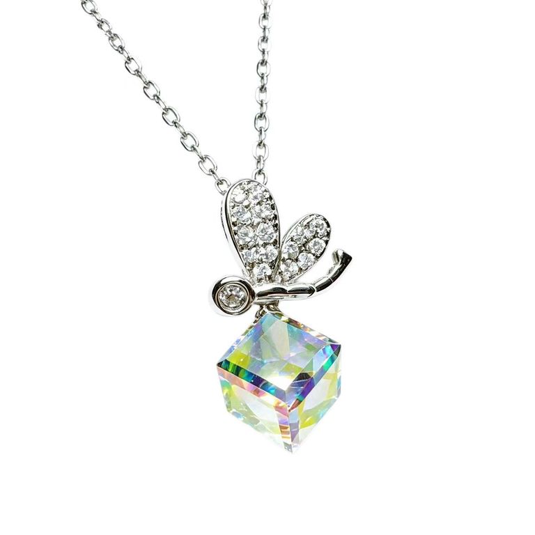 Iridescent Cubic Crystal Pendant Necklace 4