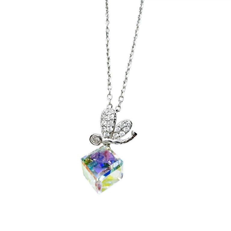 Iridescent Cubic Crystal Pendant Necklace 5