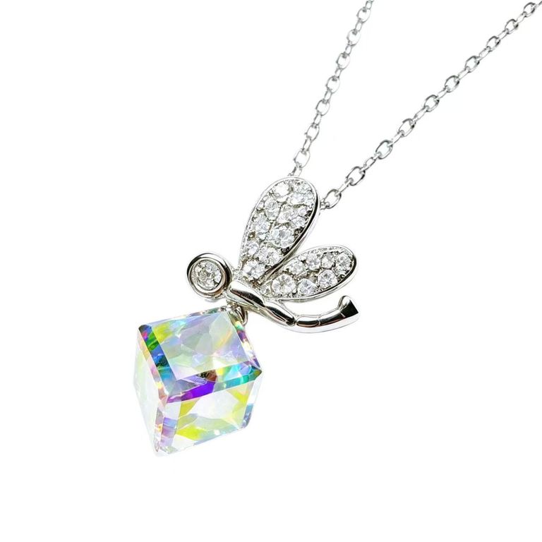 Iridescent Cubic Crystal Pendant Necklace 6