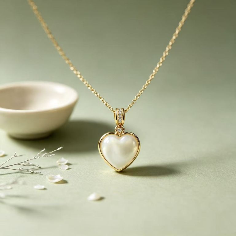 Collier avec incrustation de fritillaire en forme de cœur 2