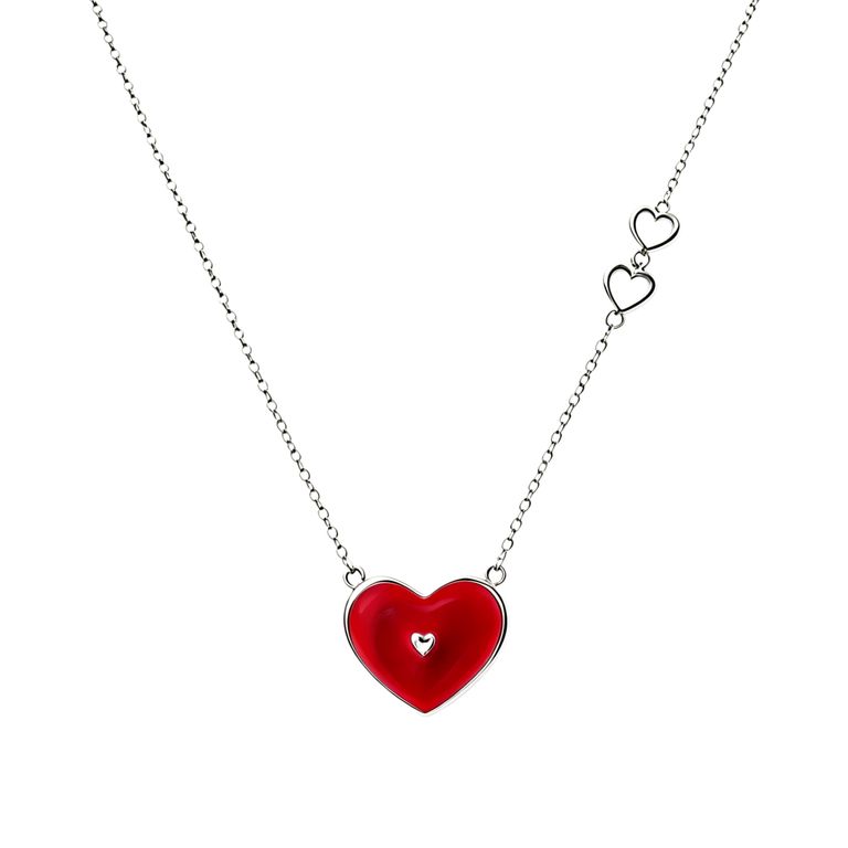 Red Enamel Heart Necklace 4