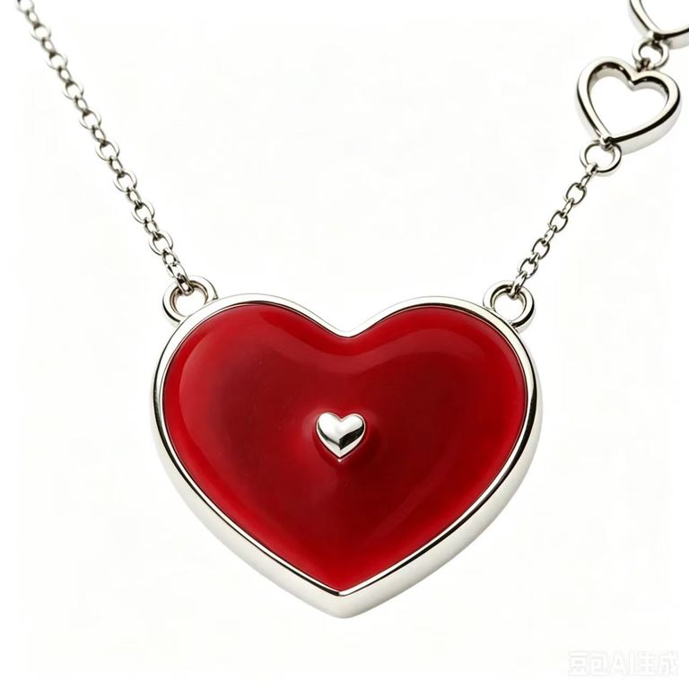 Red Enamel Heart Necklace 5