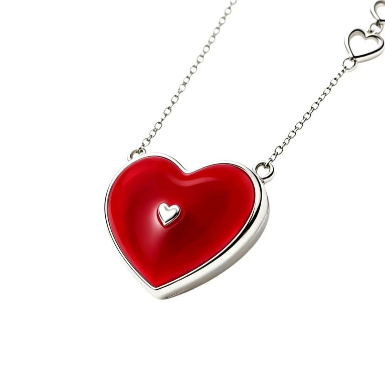 Red Enamel Heart Necklace 6