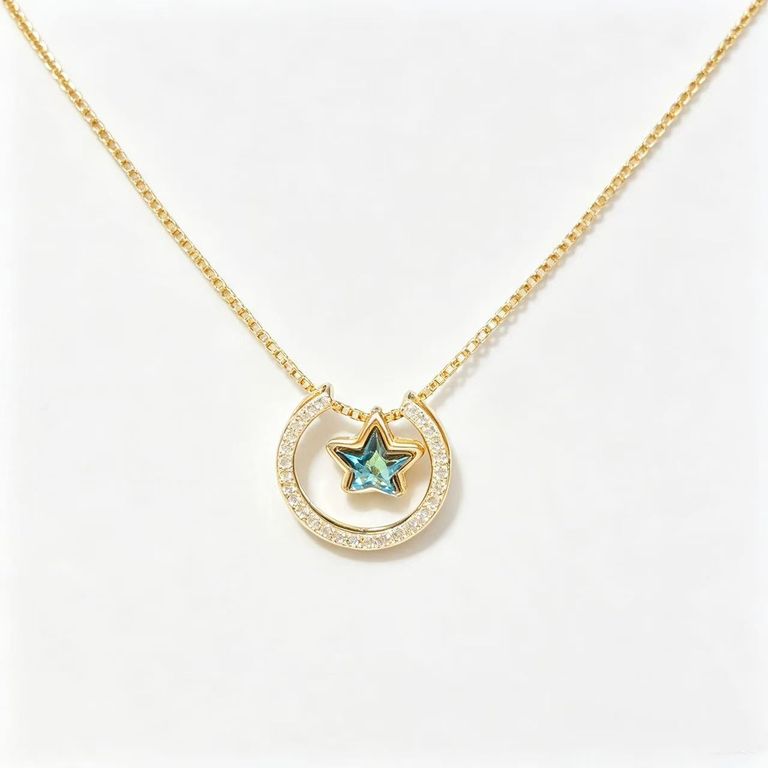 Collier avec pendentif flottant étoile et lune 2