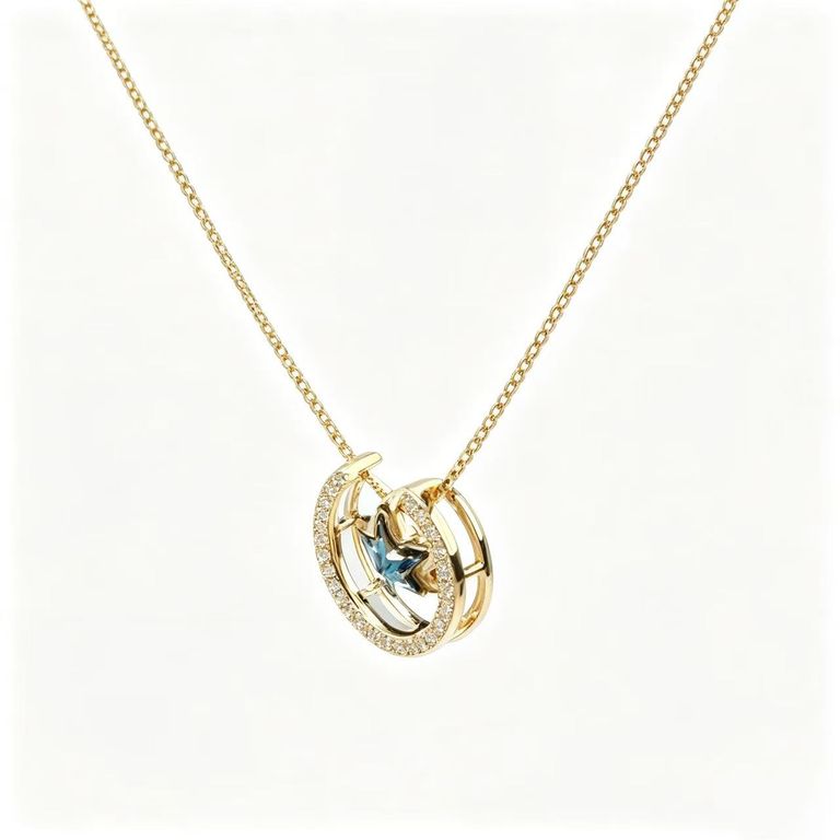 Collier avec pendentif flottant étoile et lune 5