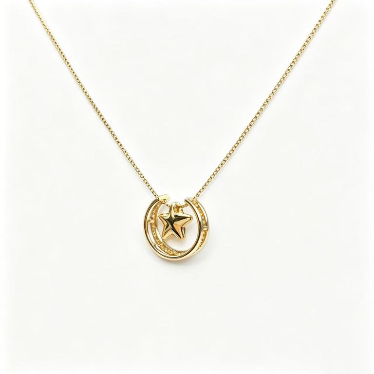 Collier avec pendentif flottant étoile et lune 6