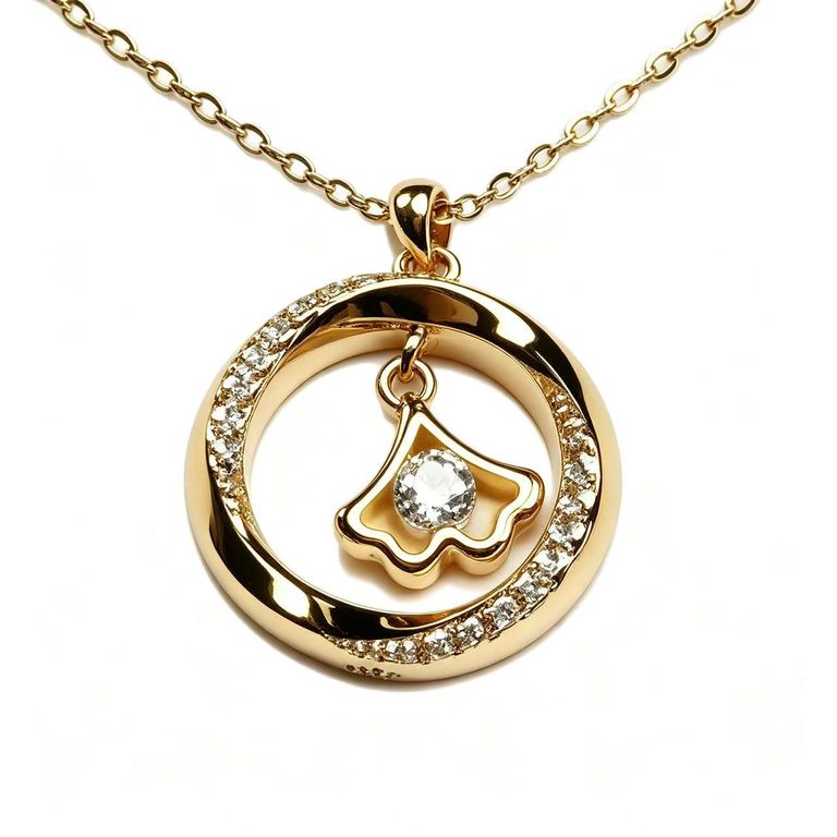 Ginkgo Leaf Necklace Inlaid with Zircon 4