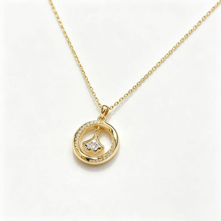 Ginkgo Leaf Necklace Inlaid with Zircon 5