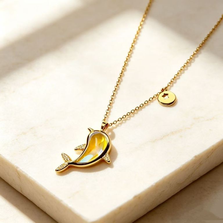 Collier avec pendentif dauphin en zircon 2