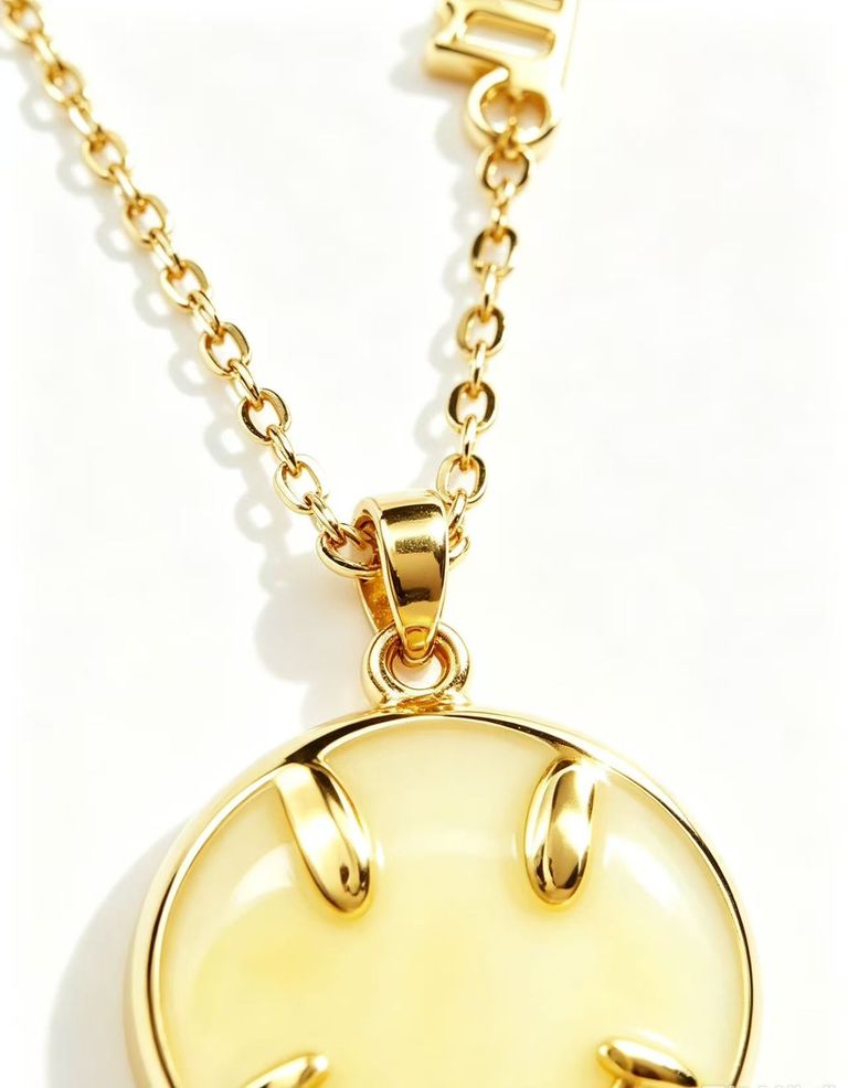 Collier avec pendentif rond en forme de visage souriant 2