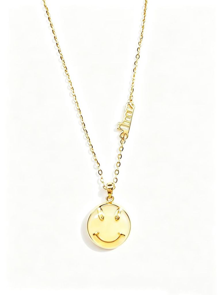 Collier avec pendentif rond en forme de visage souriant 5