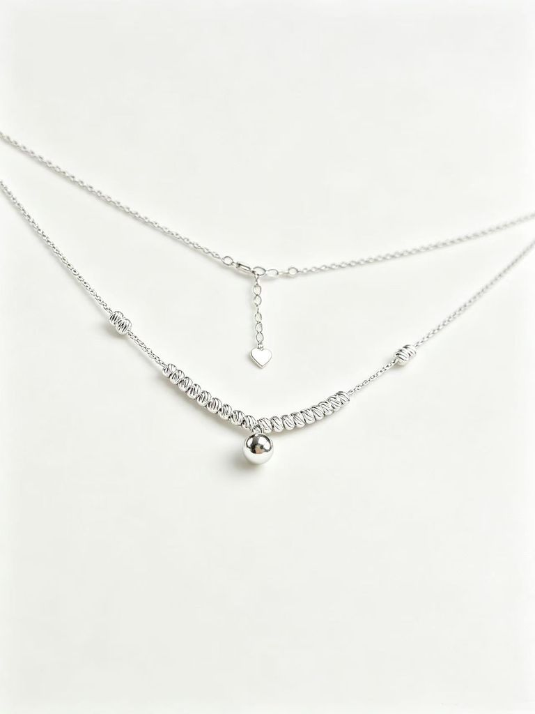Collar con colgante de bola de plata 5