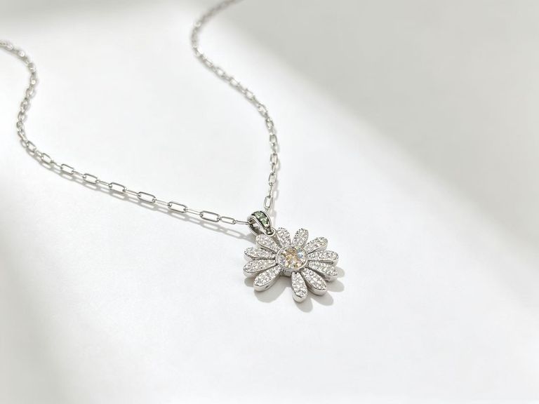 Pavé Diamond Daisy Pendant Necklace 3