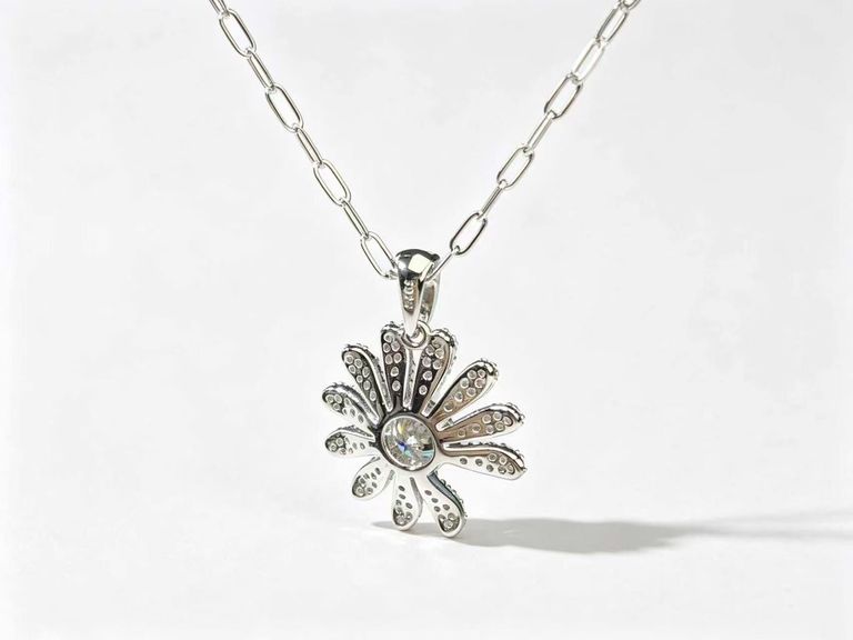 Pavé Diamond Daisy Pendant Necklace 5