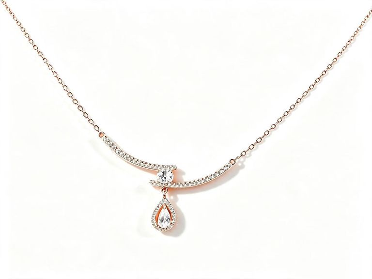 Curved Teardrop Zircon Necklace 2