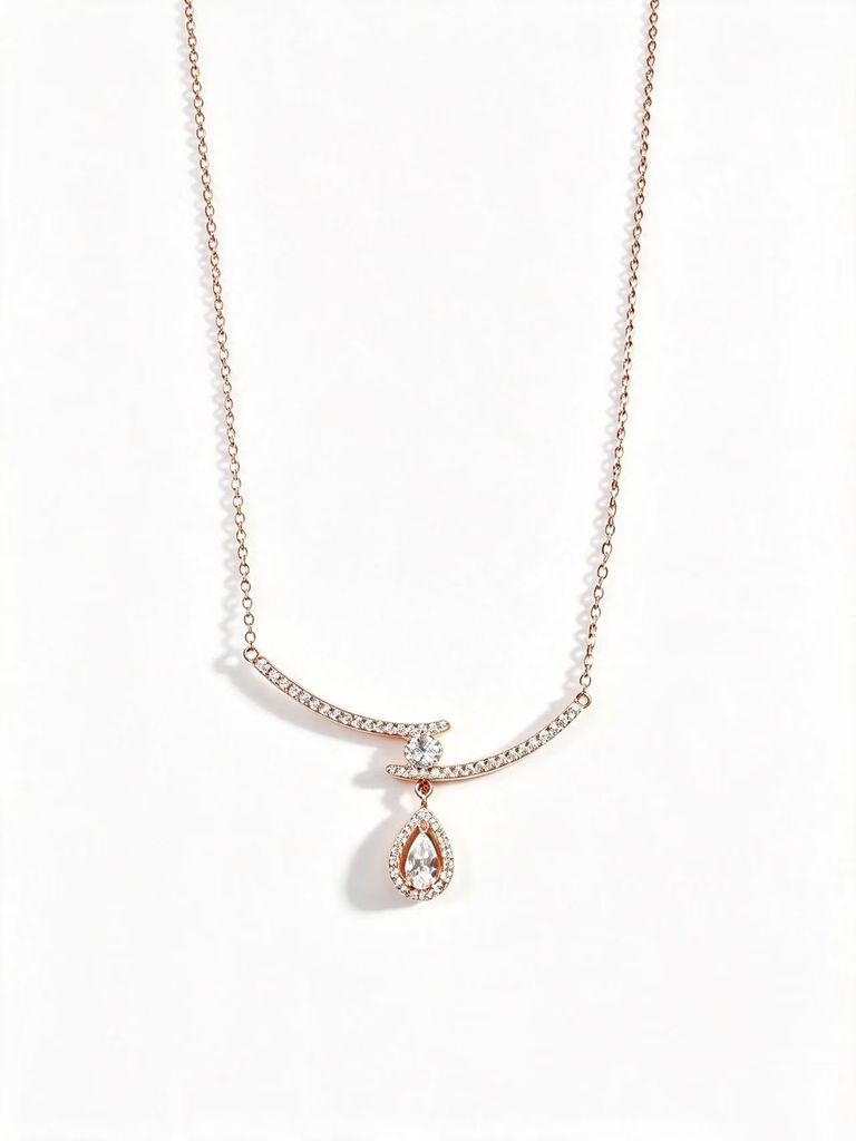 Curved Teardrop Zircon Necklace 4