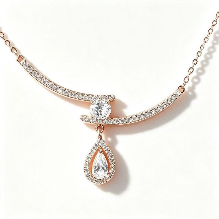 Curved Teardrop Zircon Necklace 5