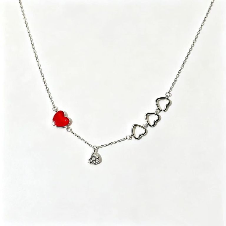 Asymmetrical Staggered Heart Necklace 2
