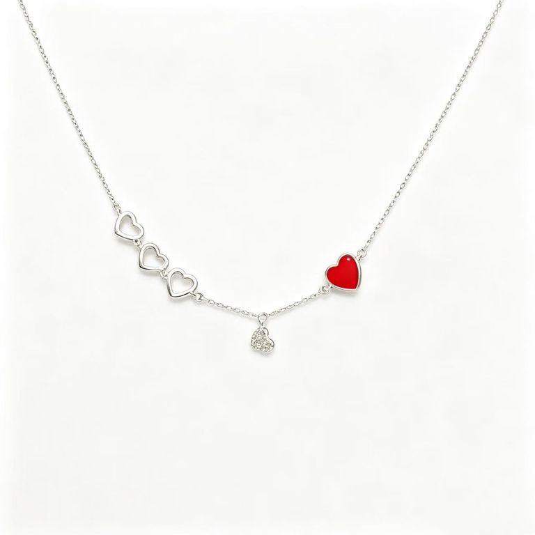 Asymmetrical Staggered Heart Necklace 4