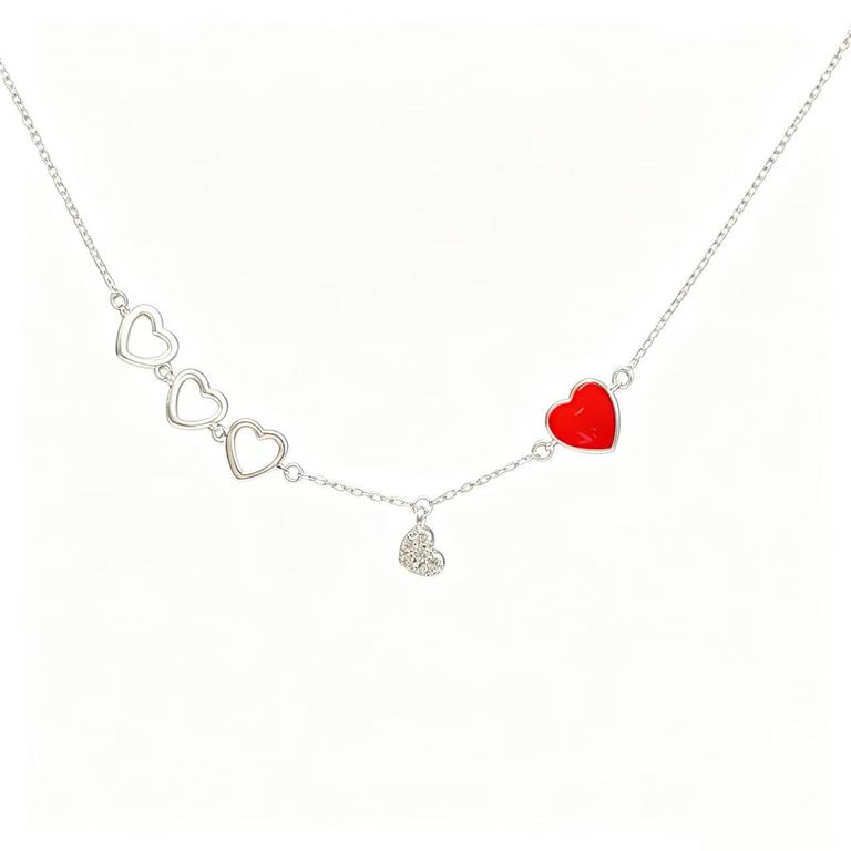 Asymmetrical Staggered Heart Necklace 3