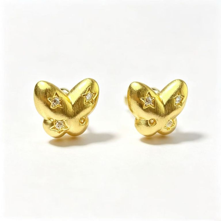 Matte star and butterfly stud earrings 4