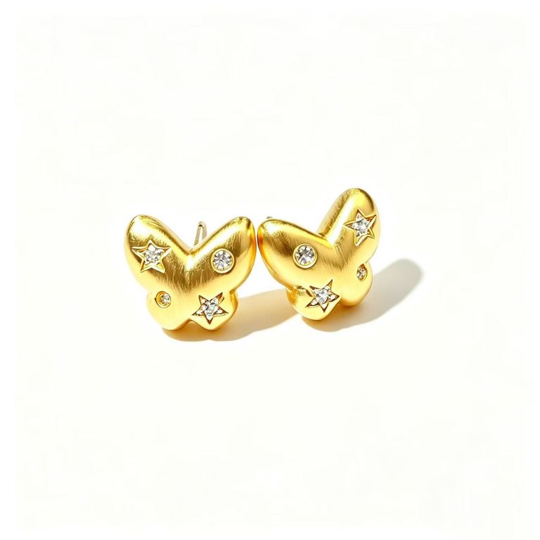 Matte star and butterfly stud earrings 2