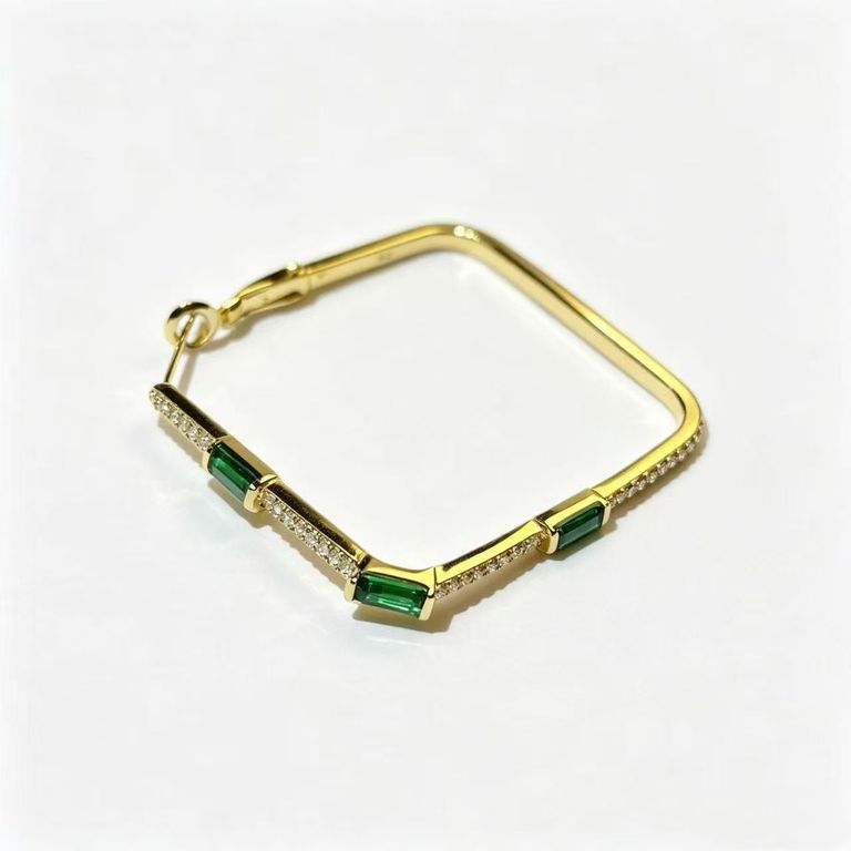 Square Green Zirconia Geometric Earrings 5