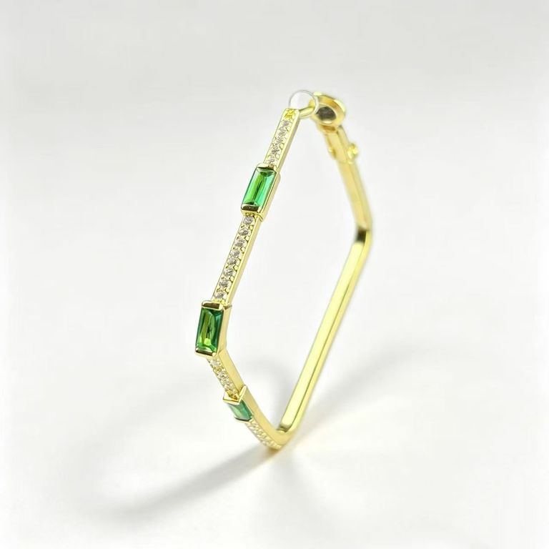 Square Green Zirconia Geometric Earrings 3